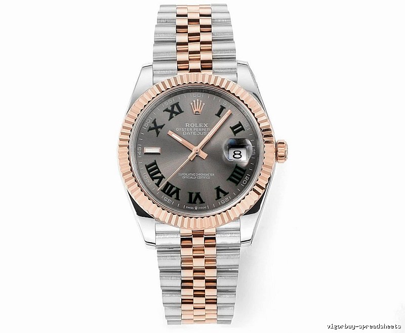 Gray Roman Dial Two-Tone Datejust Watch by Rolex - Occasion