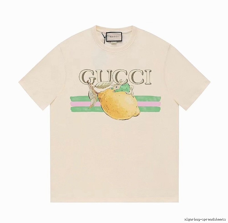 Gucci Lemon Print Casual Style Off-white Short-sleeve T-shirt