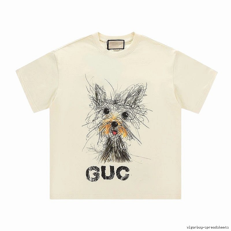 Gucci Puppy Graffiti Casual Style Off-white T-shirt