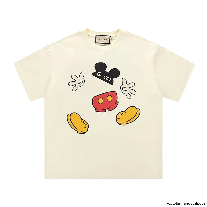 Gucci x Mickey Mouse Co-branded Fun Trendy Style Off-white T-shirt