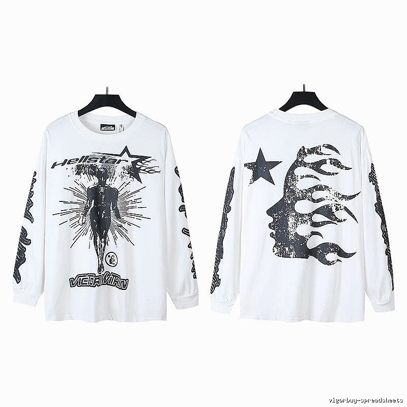 Hellstar dark style white long-sleeved shirt