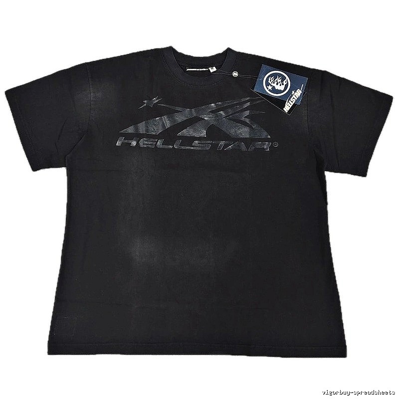 Hellstar Distressed Print High Street Style Black T-Shirt