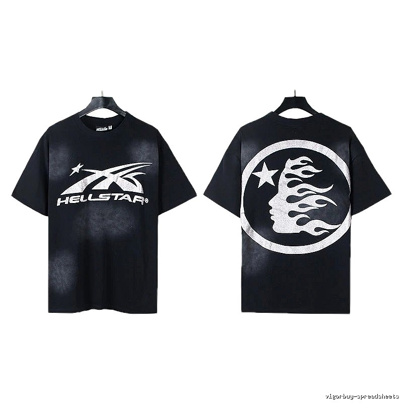 Hellstar Flame Print Street Style Black T-Shirt