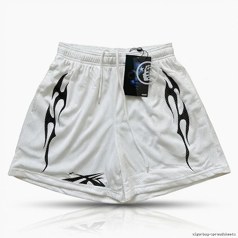 Hellstar Flame Trend Brand White Shorts