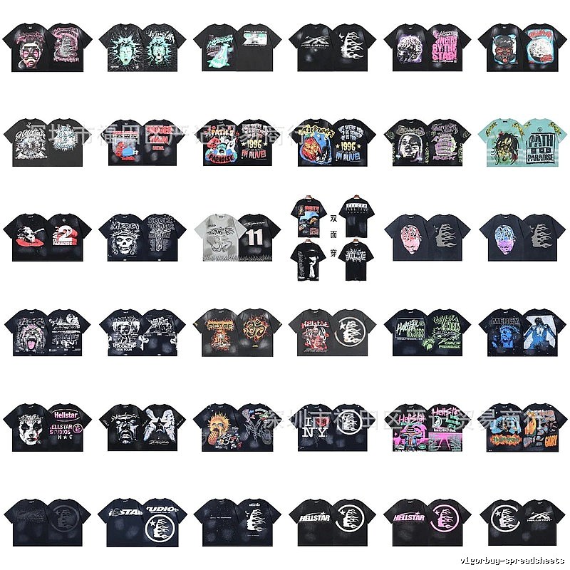Hellstar Graffiti Collection Street Style Black Short Sleeve T-Shirt