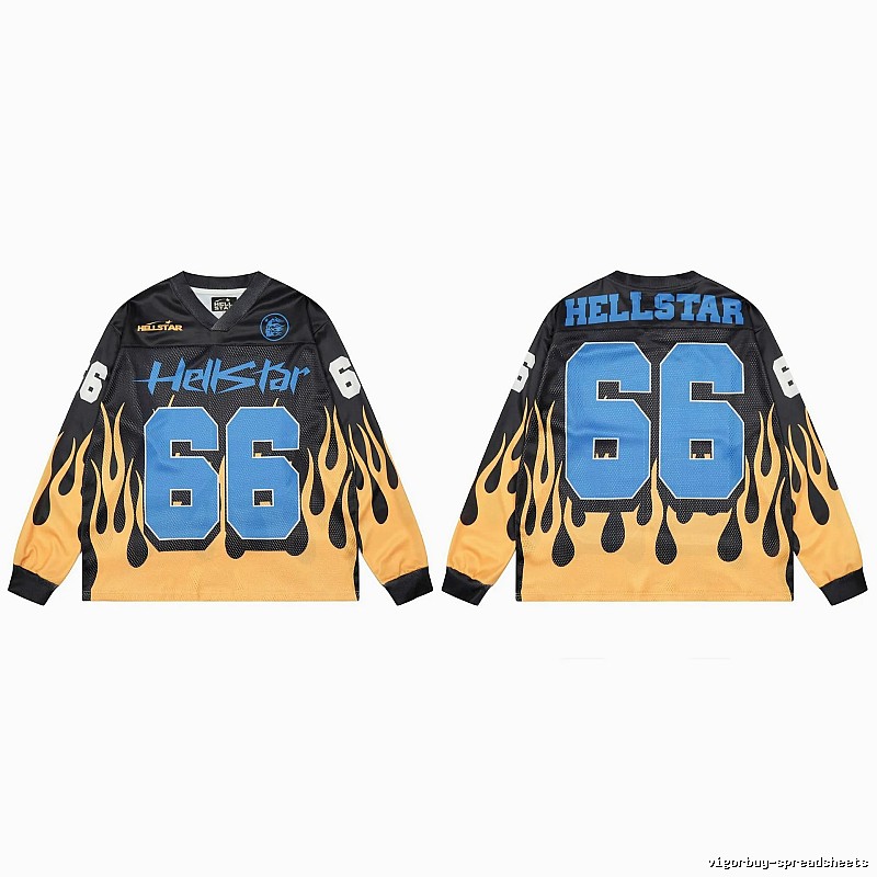 Hellstar No.66 Flame Street Style Black and Yellow Jersey