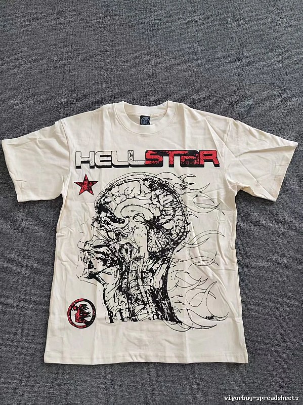 Hellstar Skeleton Print Street-style Off-white T-shirt