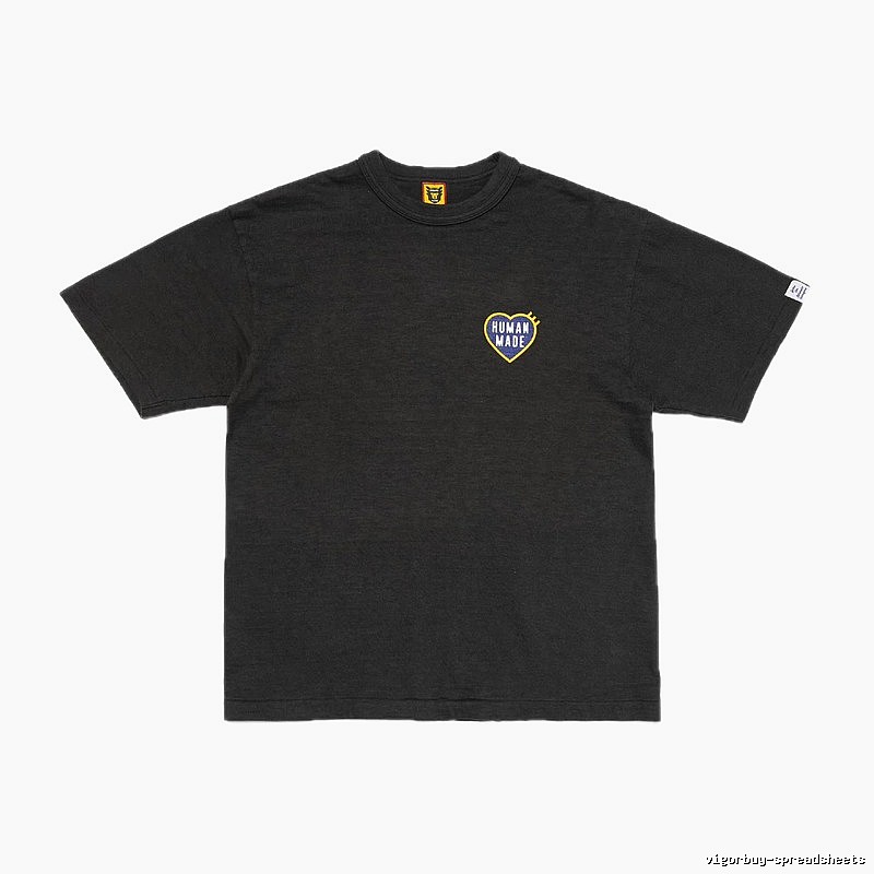 HUMAN MADE Heart Embroidered Japanese Streetwear Black T-Shirt