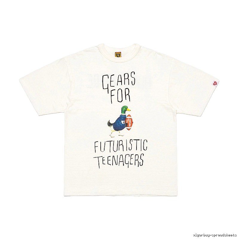 HUMAN MADE Japanese Streetwear Green Duck Printed Off-white T-shirt