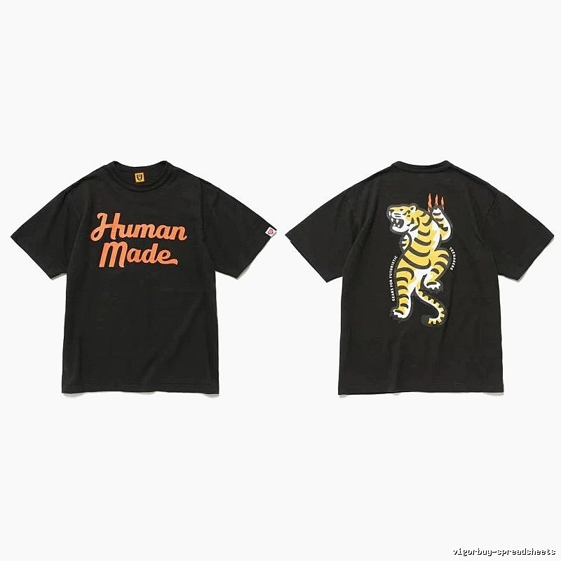 Human Made Patterned Heart logo T-shirt Black Green Human with Signature Styling