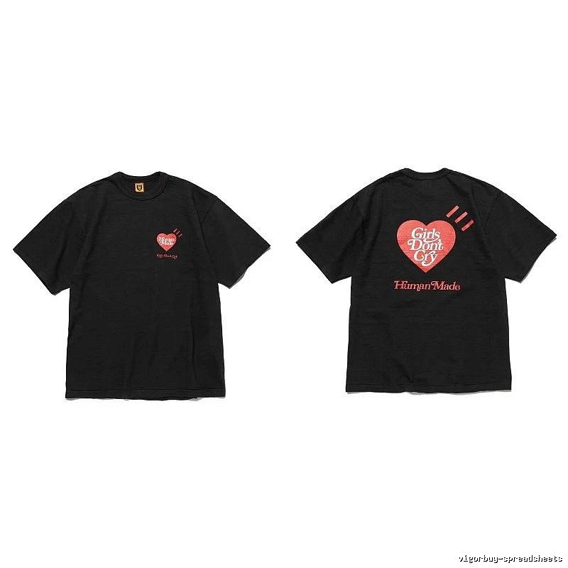 Human Made Summer Heart logo T-shirt Black Green Human with Bold Graphic