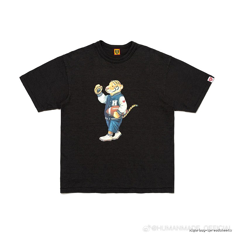 HUMAN MADE Tiger Print American Style Black T-Shirt