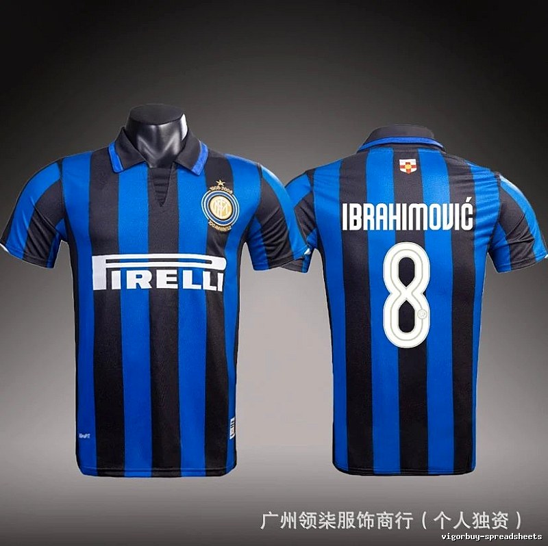 Inter Milan Patterned Brehme #3 soccer jersey Blue Black Striped with Polished Detail