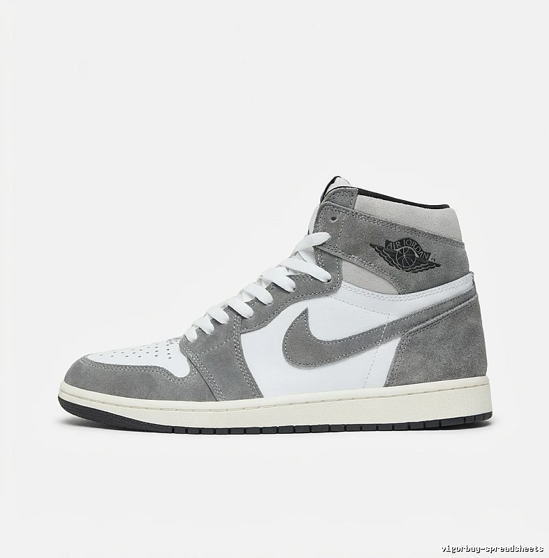 Jordan AJ1 High Top Grey, White and Silver Shoes
