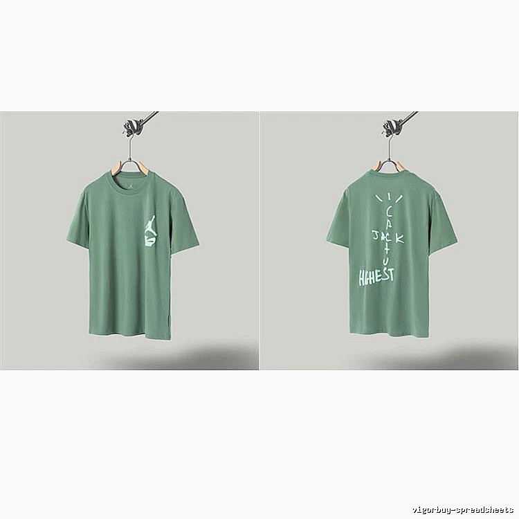 Jordan x Travis Scott Co-branded Street Style Pea Green T-Shirt