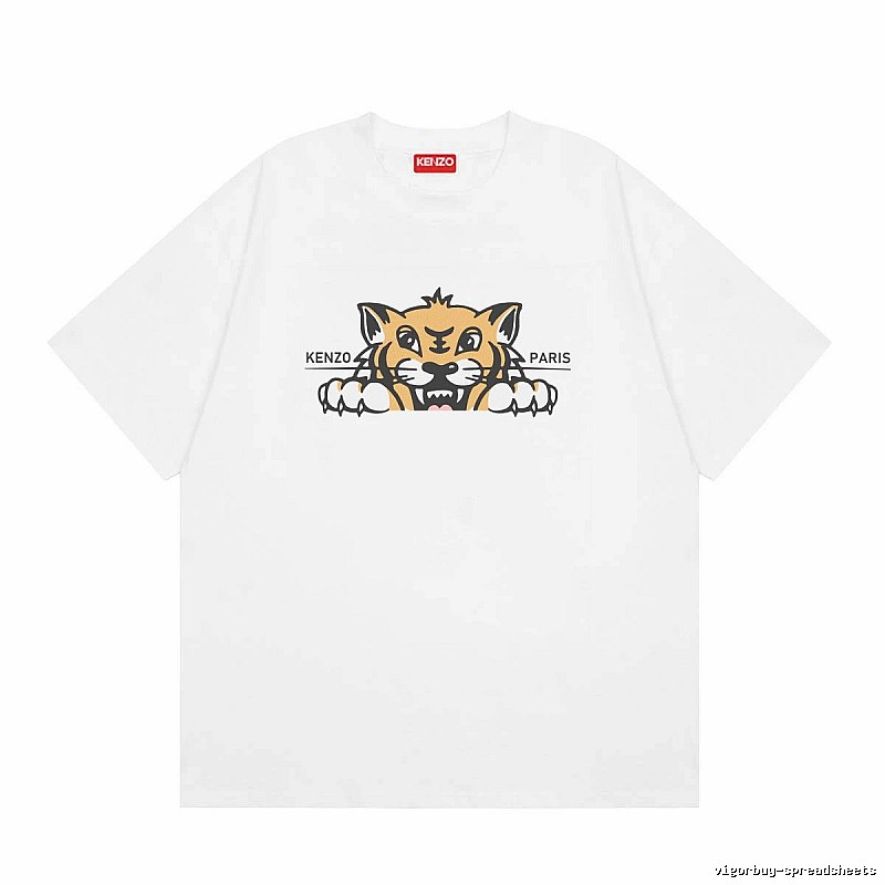 KENZO Tiger Head Series Casual Style White T-Shirt