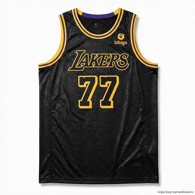 Lakers No. 77 black and yellow basketball uniform