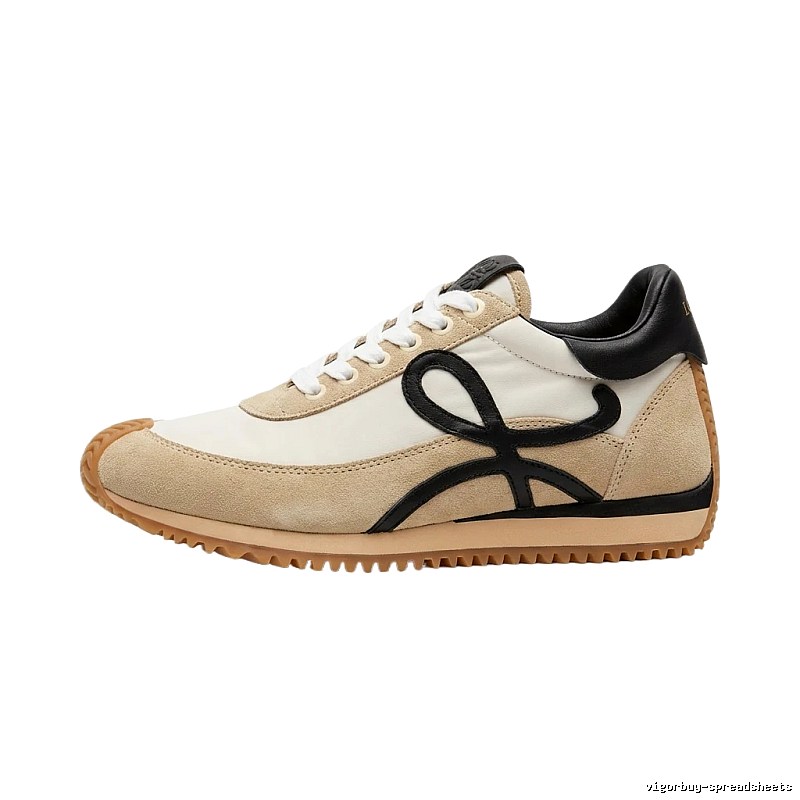 LOEWE retro-style black and brown color-blocking sneakers