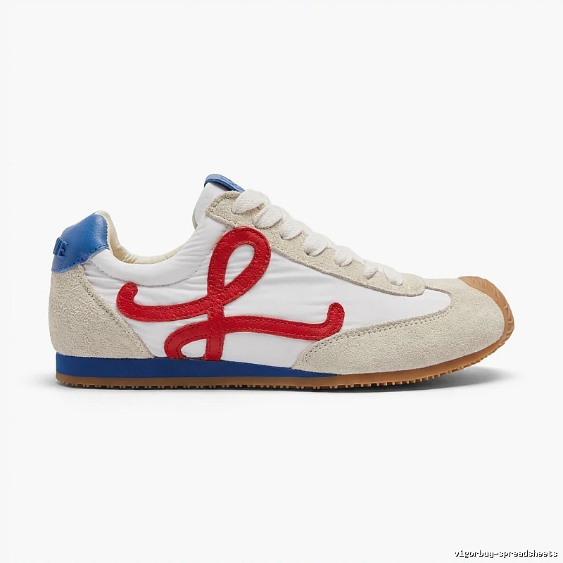 LOEWE retro-style white, red and blue sneakers