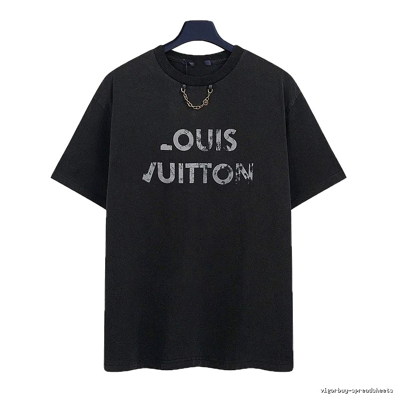 Louis Vuitton Distressed Print Cool Trendy Black T-Shirt