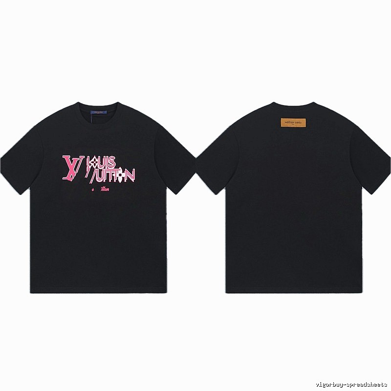 Louis Vuitton Letter Print Trendy Style Black T-shirt