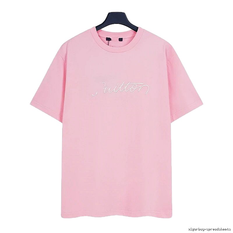 Louis Vuitton Minimalist Style Embroidered Pink T-Shirt