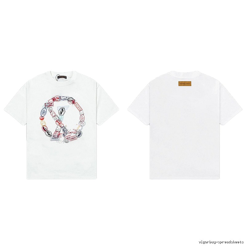 Louis Vuitton Postmark Print Vintage Style White T-Shirt