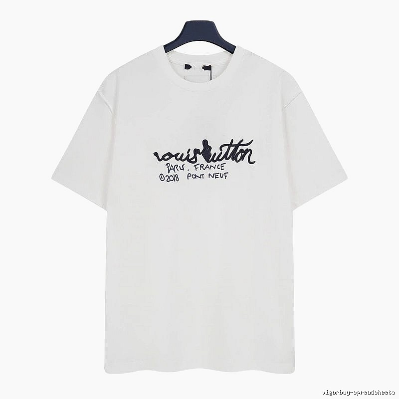 Louis Vuitton Signature Embroidered Casual White T-Shirt