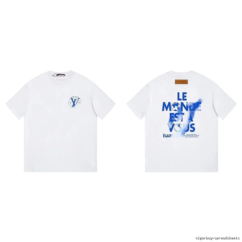 Louis Vuitton Trendy Global Print White Short-sleeve T-shirt