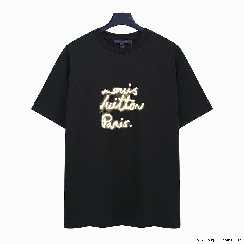 Louis Vuitton Trendy Handwritten Print Black T-Shirt