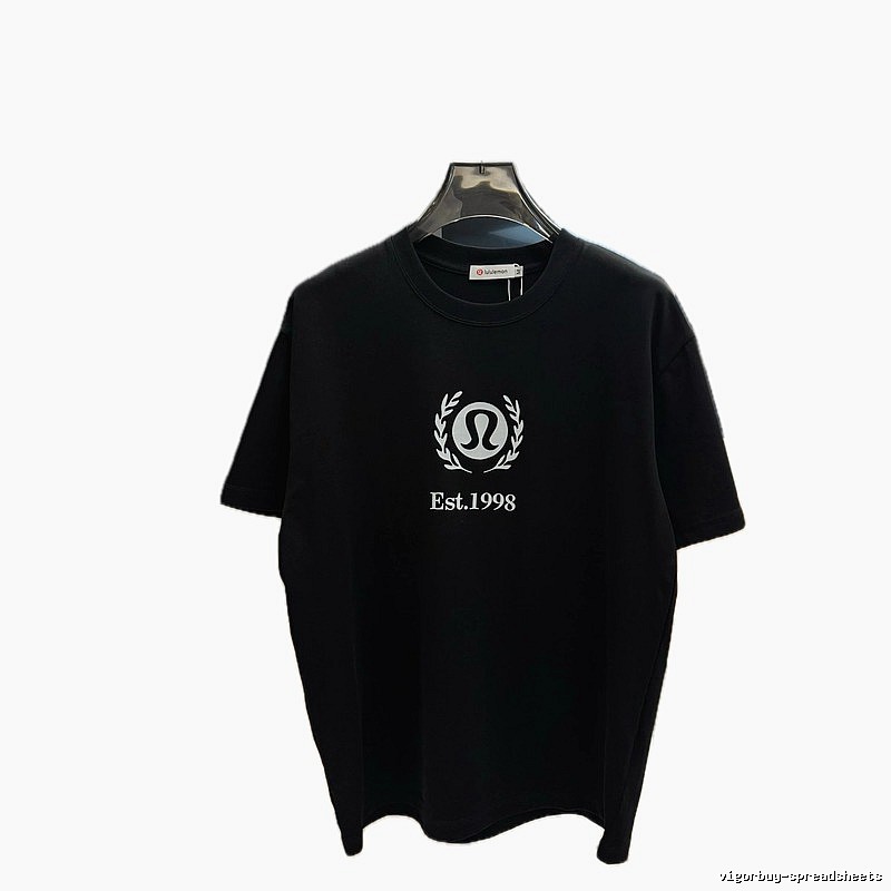 lululemon Casual Printed Black Short Sleeve T-shirt