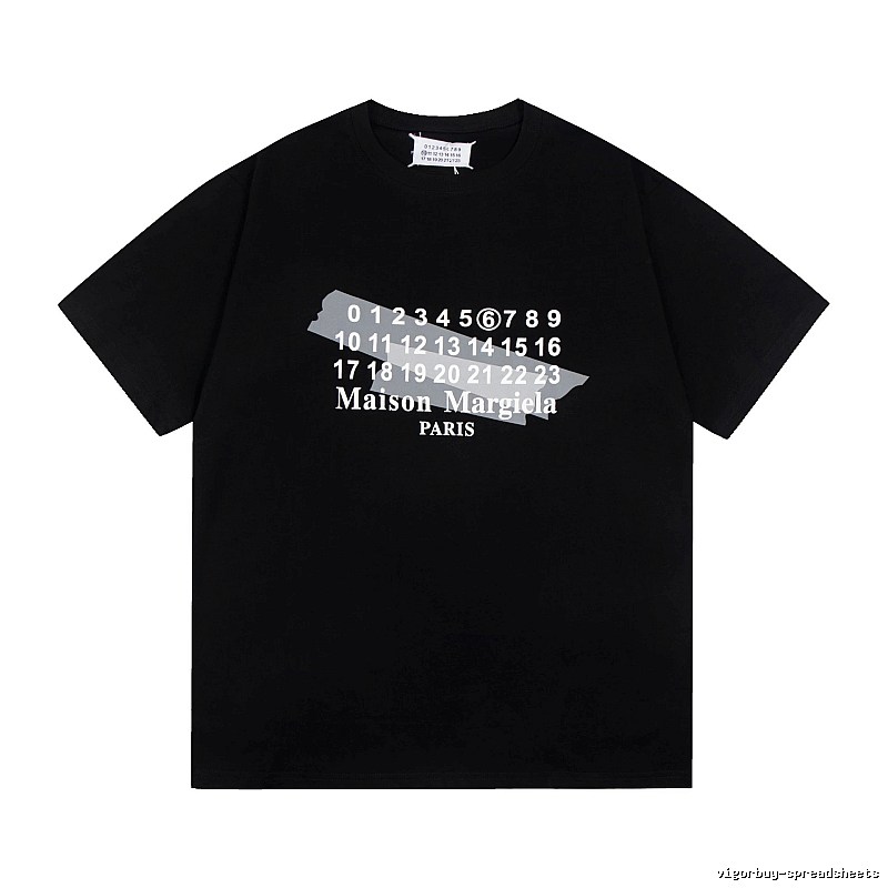 Maison Margiela Number Series Trendy Cool Black Short Sleeve T-Shirt