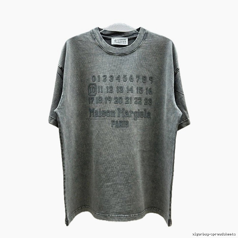 Maison Margiela Numbers Collection Vintage Washed Grey Short Sleeve T-Shirt