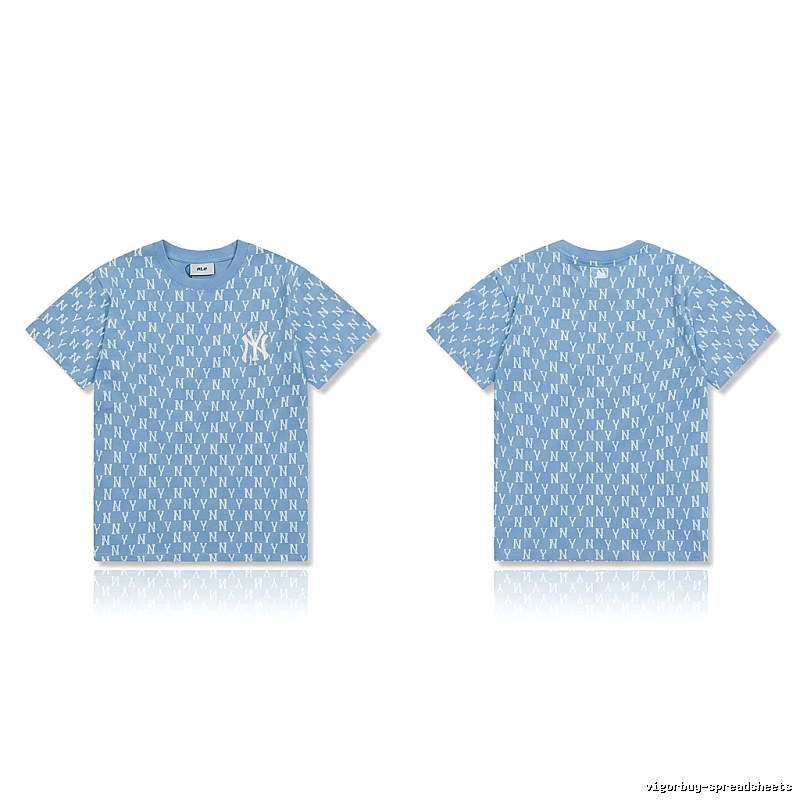 MLB full - print style light blue T - shirt