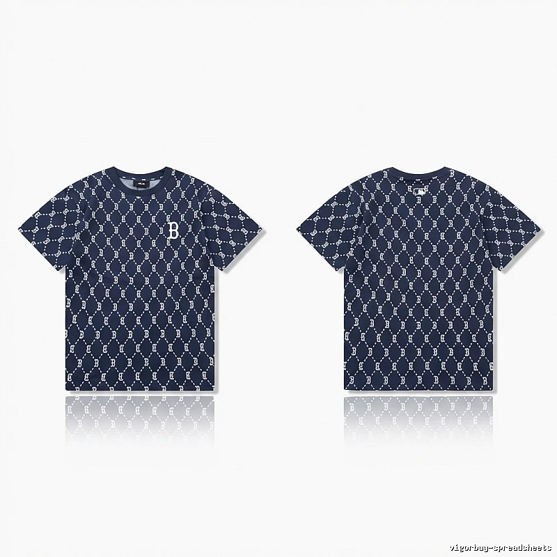MLB full - printed style navy blue T - shirt