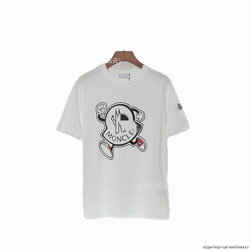 Moncler Cartoon Print Casual Style White T-Shirt
