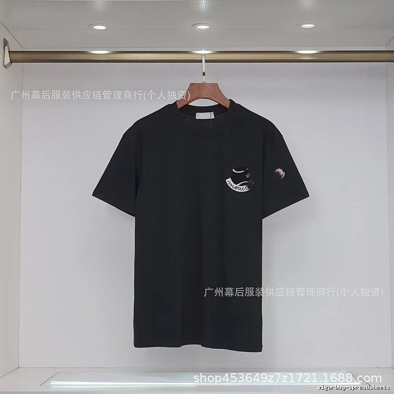 Moncler Embroidered Casual Black Short-sleeve T-shirt