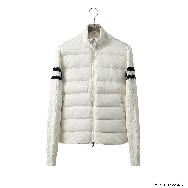 Moncler knitted and spliced windproof white down jacket