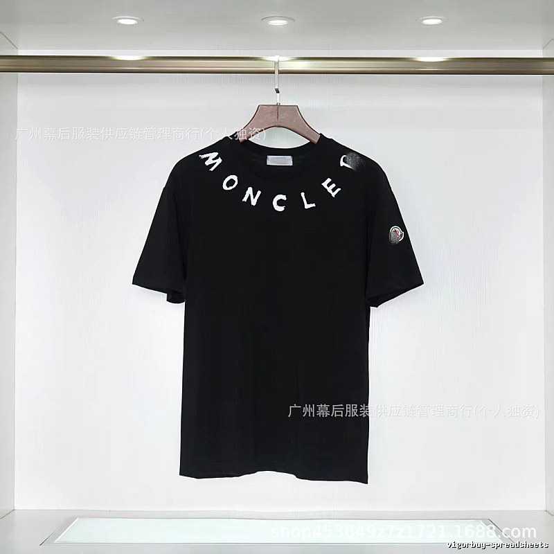 Moncler Letter Print Casual Style Black T-Shirt