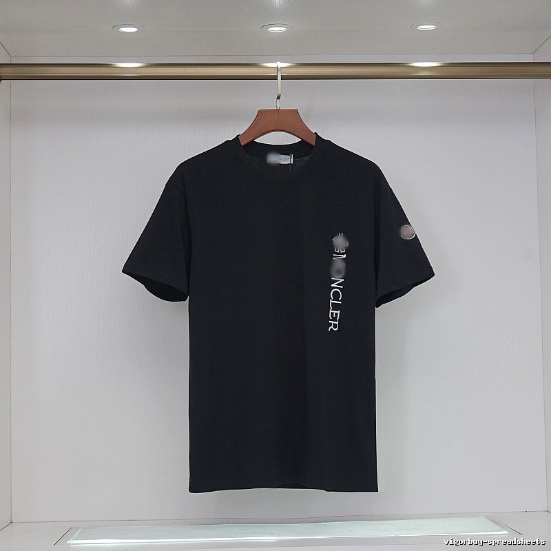 Moncler Letter Print Minimalist Style Black T-Shirt