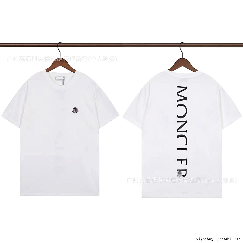Moncler Letter Print Trendy Style White T-Shirt