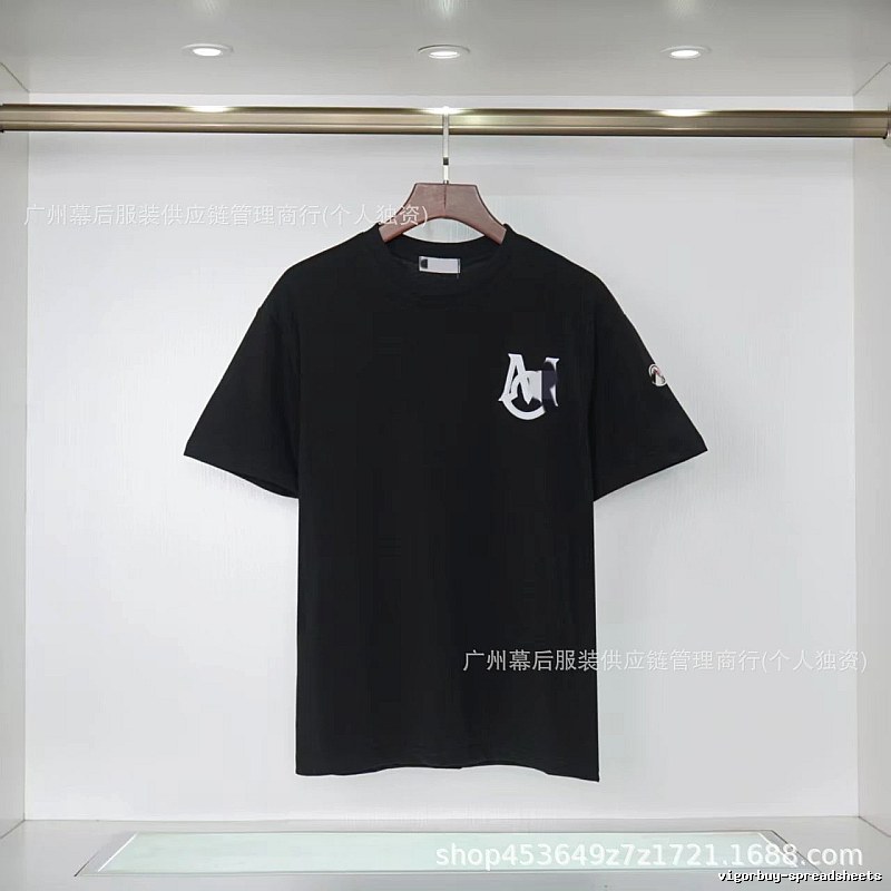 Moncler Printed Casual Style Black T-Shirt