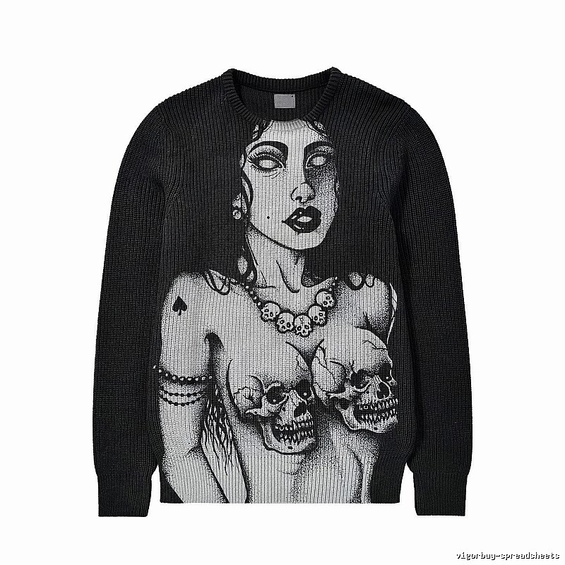 Monogram Anime graphic sweater Black Knit Top for Casual Outfits