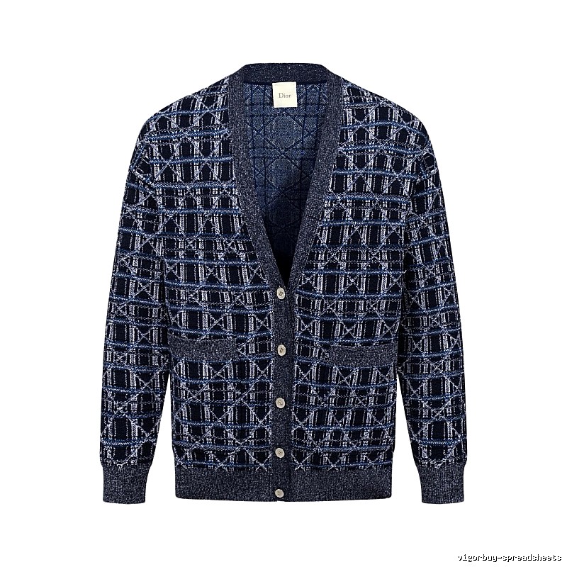 Navy Dior Button-front Cardigan for Layered Winter Looks