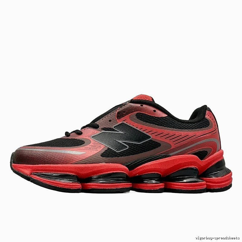 New Balance retro-style black and red sports shoes