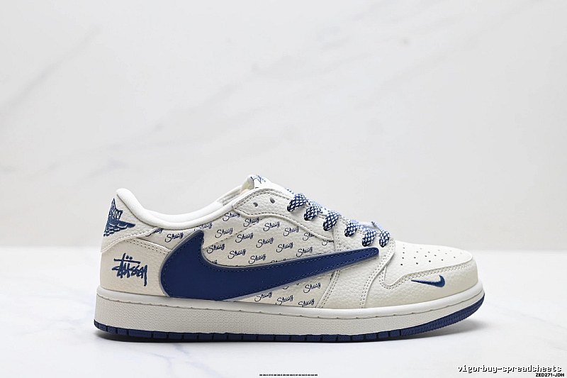 Nike Air Jordan 1 Trendy Style White and Blue Shoes