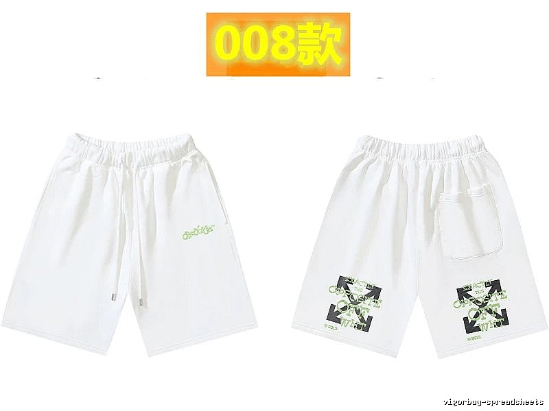 Off-White 008 style white trendy brand shorts