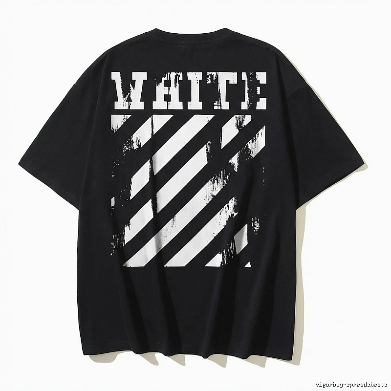 Off-White striped-style black T-shirt