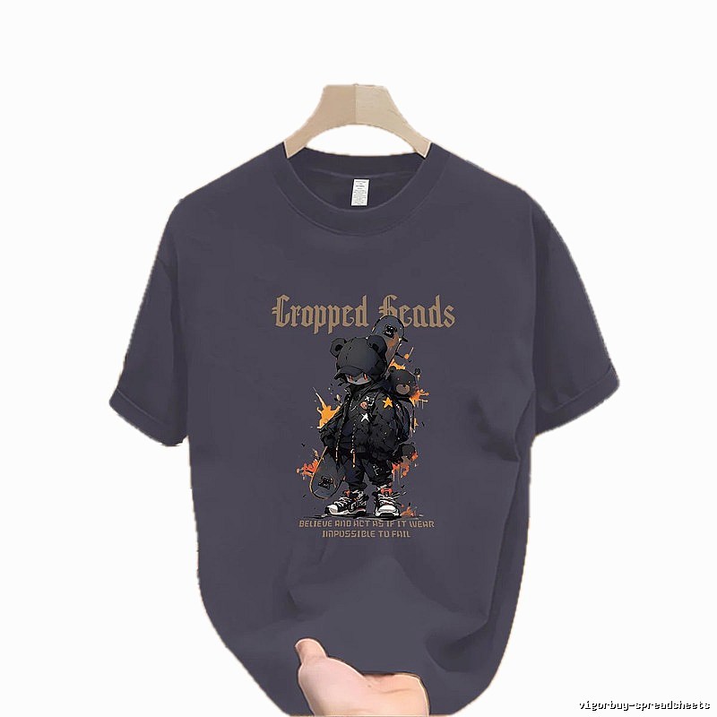 Original Streetwear Brand Skate Bear Street Style Charcoal Gray T-shirt
