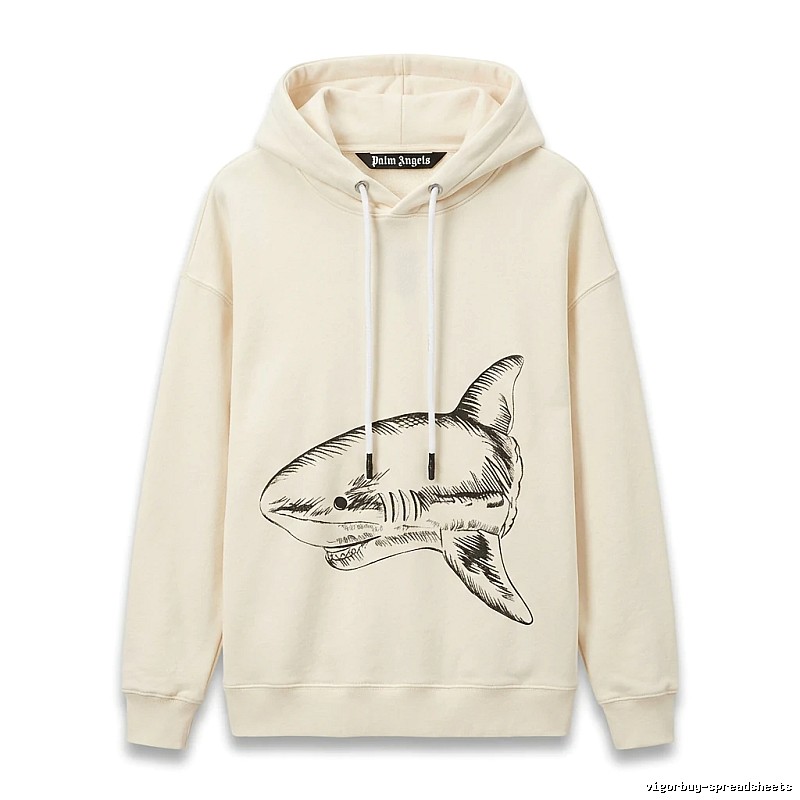 Palm Angels Shark Series Simple Style Beige Hoodie